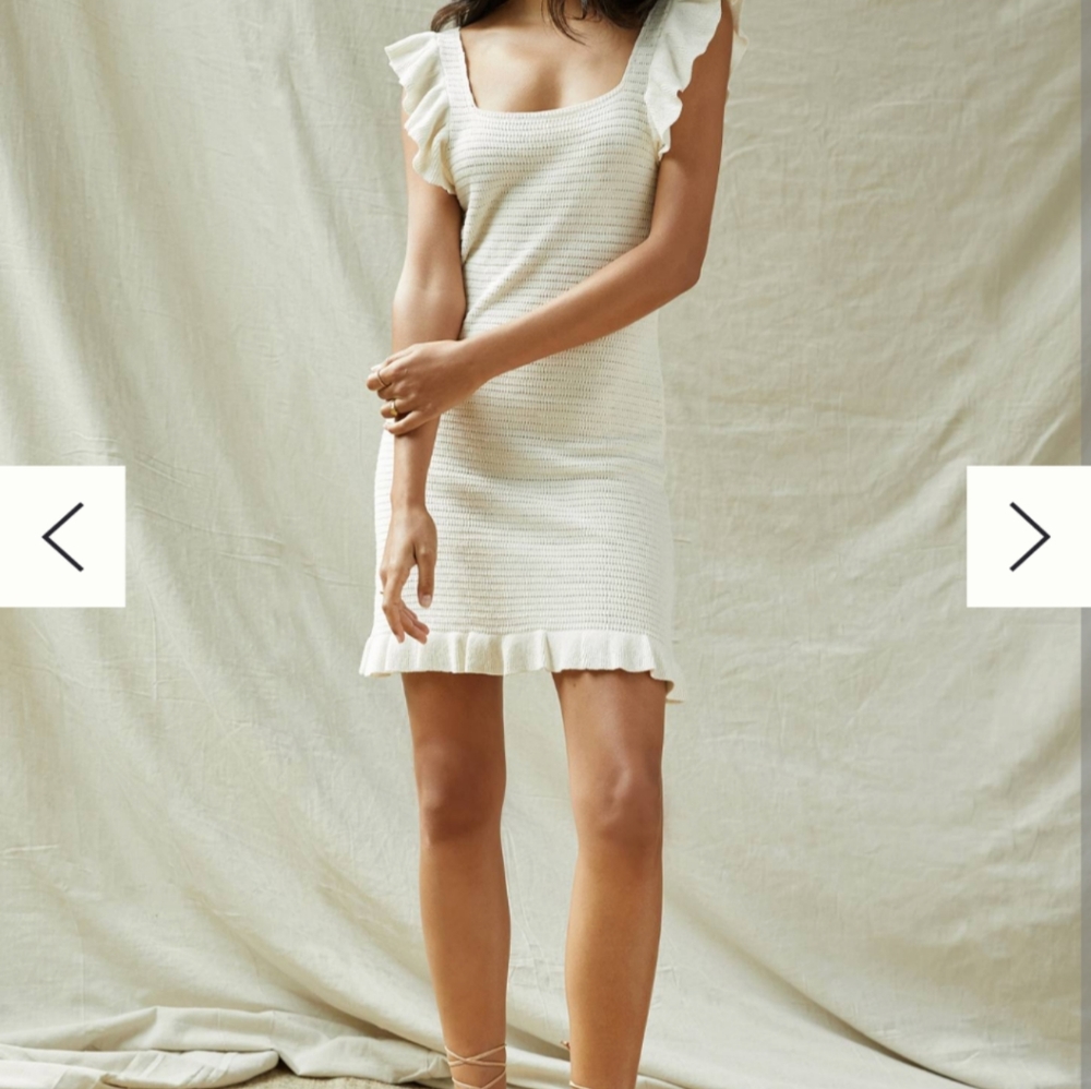 Anthropologie Ruffled Pointelle Mini Dress